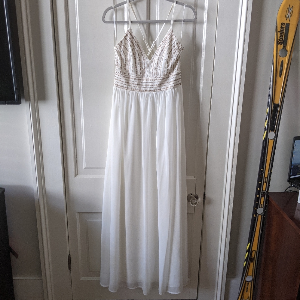 White Beaded Maxi Lulu's Dress